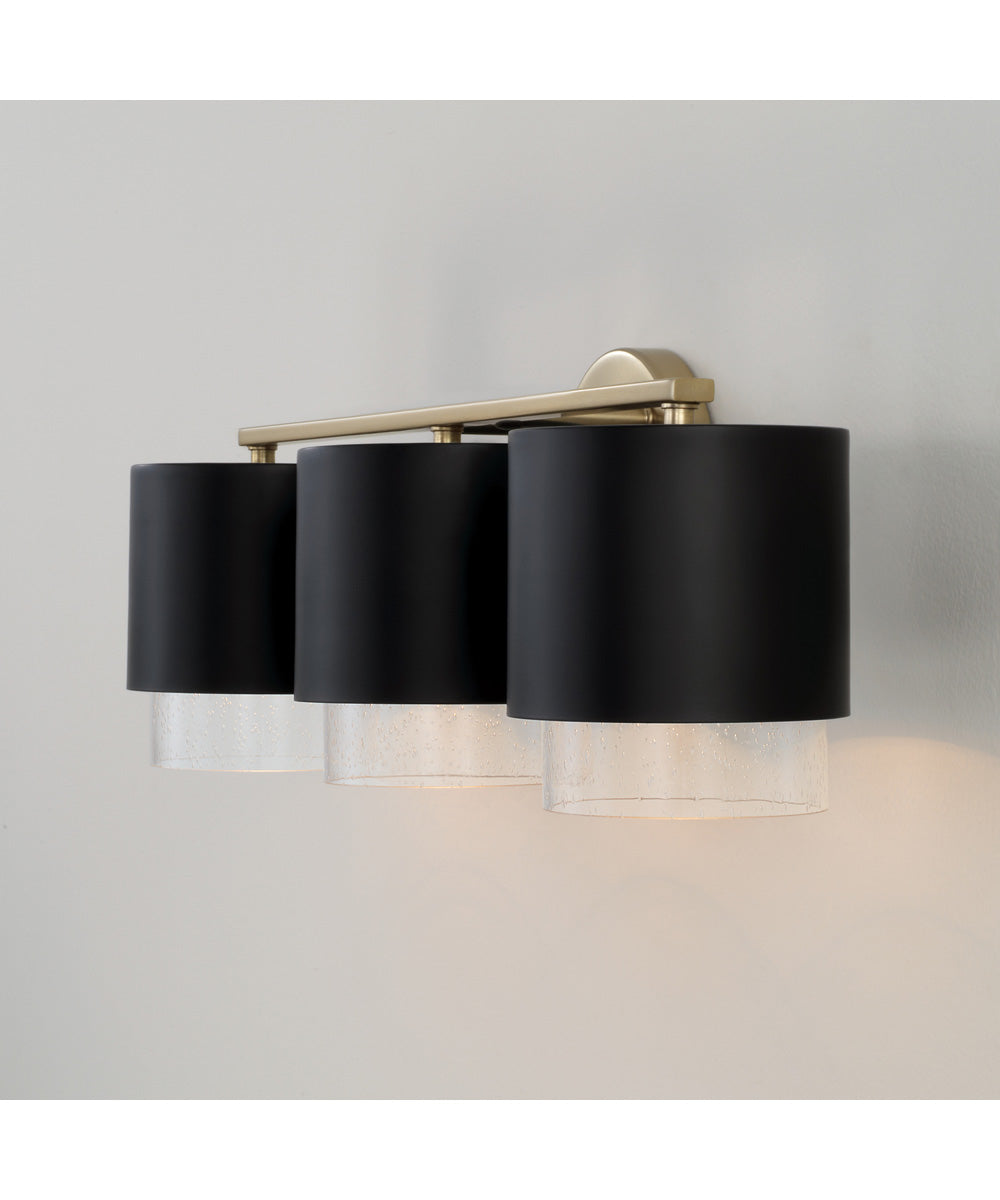 Weller 3-Light Vanity Matte Brass and Black
