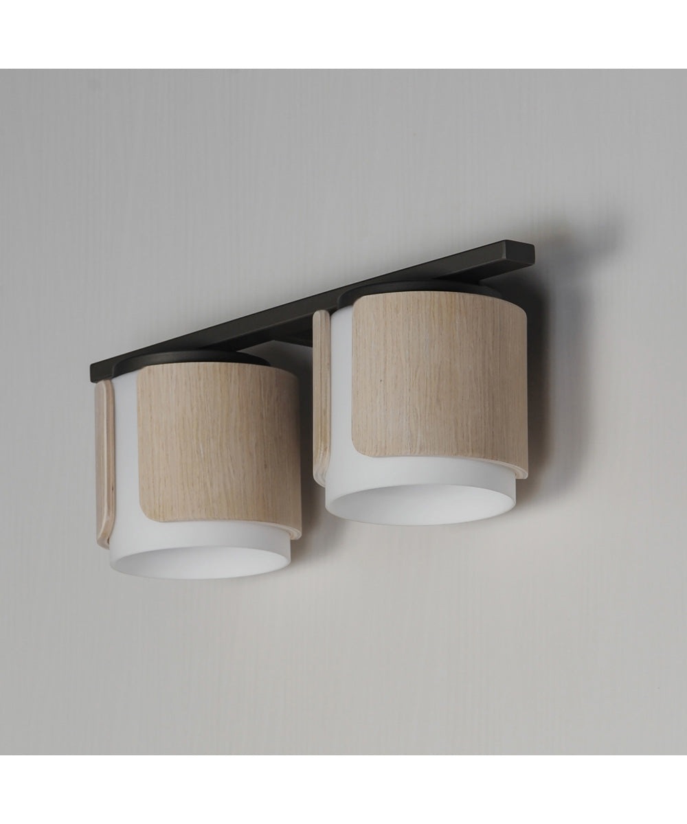 Draughtsman 2-Light Bath Vanity Natural Wood/Charcoal