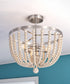 Dumas 16"W 3-Light Brushed Steel Finish Weathered White Wood Bead Semi Flush by KenroyHome