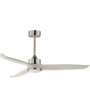 Woodwind 52 inch Solid Wood Blade Fan w LED Light Kit Satin Nickel