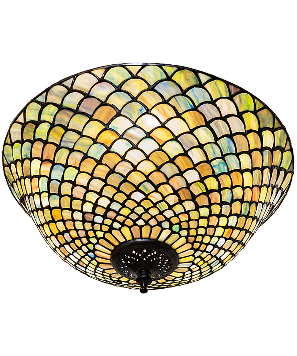 16" Wide Tiffany Fishscale Flush Mount