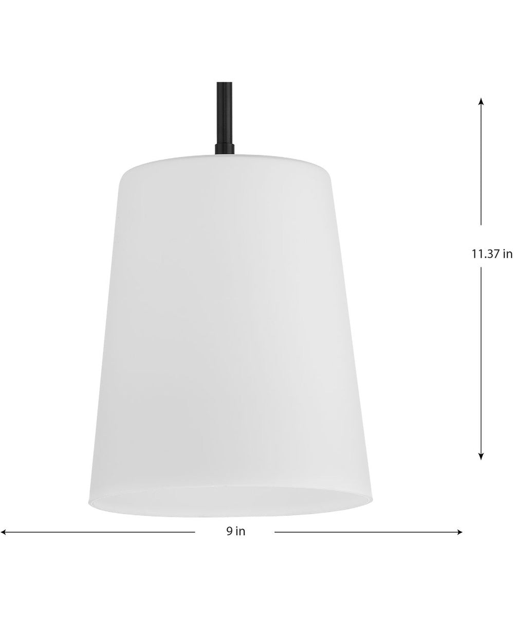 Clarion 1-Light Etched White Pendant P500429 Matte Black