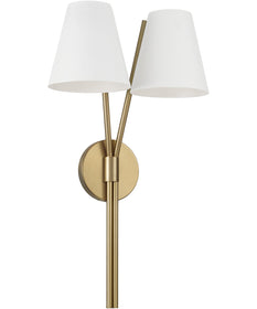 Cami 2-Light Sconce Aged Brass and White