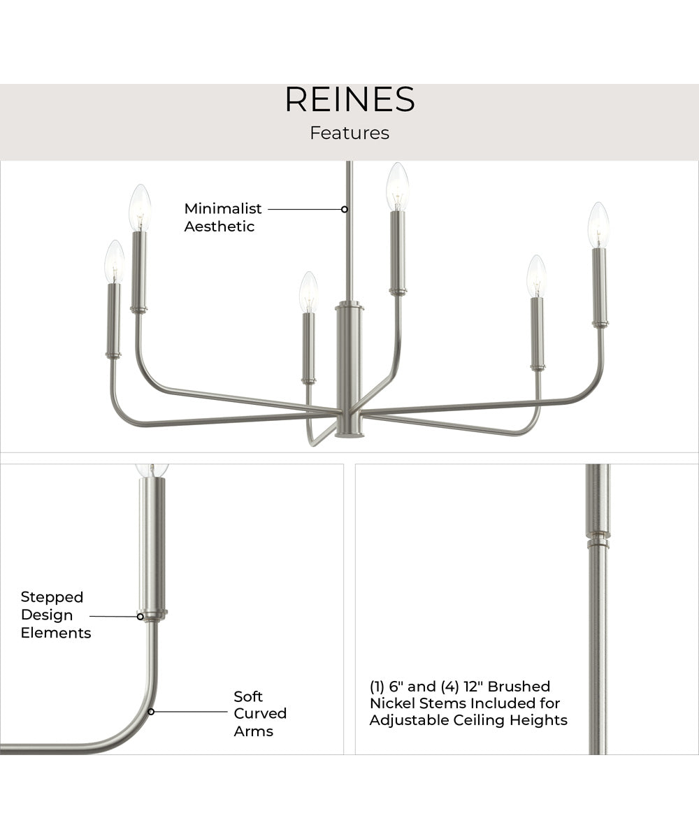 Reines 6-Light Large Chandelier Brushed Nickel