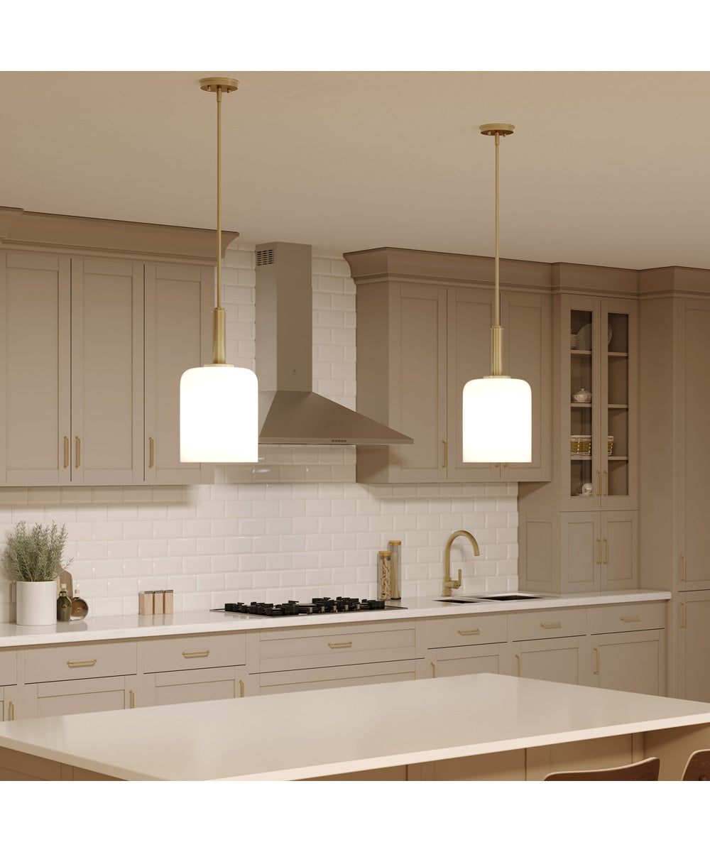Reines 1-Light Pendant with Opal Glass Shade Brushed Gold