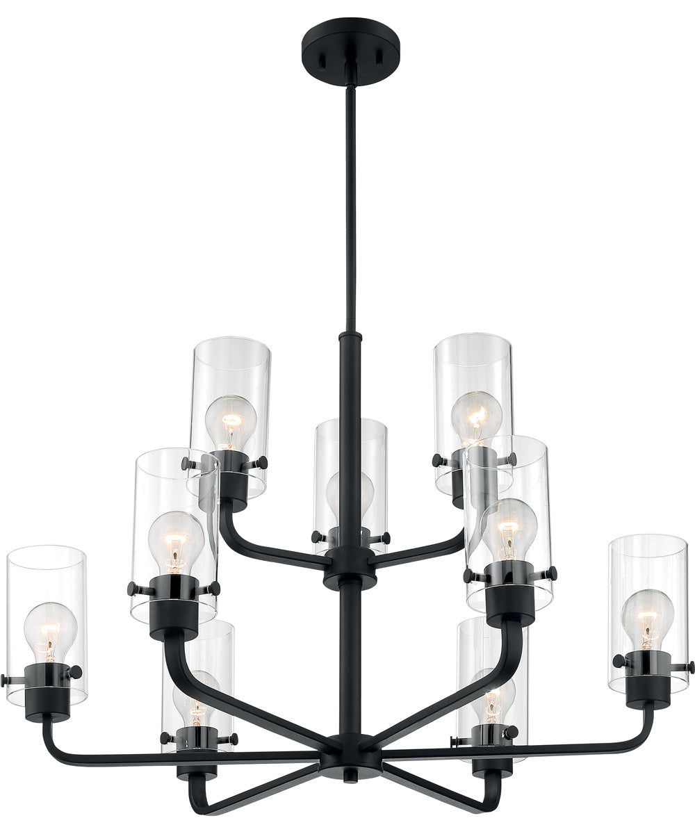 30"W Sommerset 9-Light Chandelier Matte Black