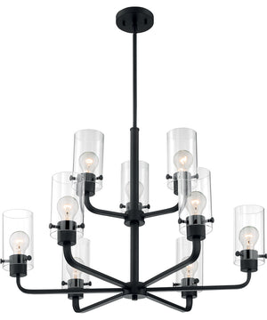 30"W Sommerset 9-Light Chandelier Matte Black