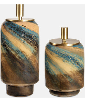 Celestial Tide Glass Containers Set of 2