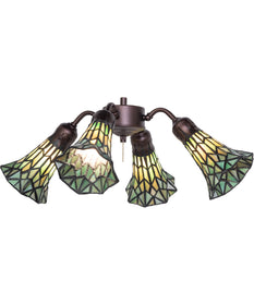 19" Wide Stained Tiffany Glass Pond Lily 4 Light Fan Light Yellow/Green
