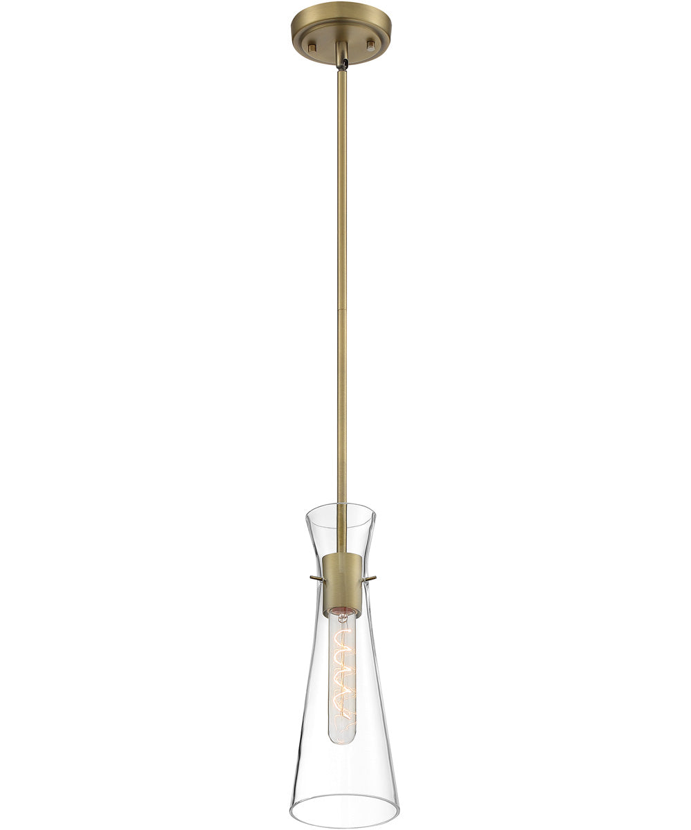 4"W Bahari 1-Light Pendant Vintage Brass