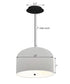 14" W 2 Light Pendant White Shade with Diffuser, Black Cord
