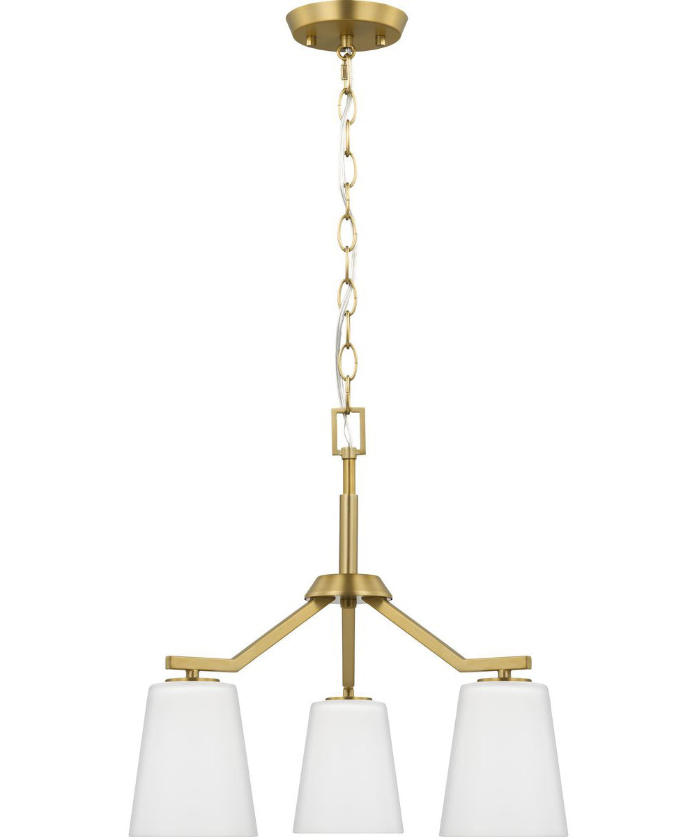 Vertex 3-Light Etched White Convertible Chandelier Brushed Gold