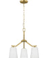 Vertex 3-Light Etched White Convertible Chandelier Brushed Gold