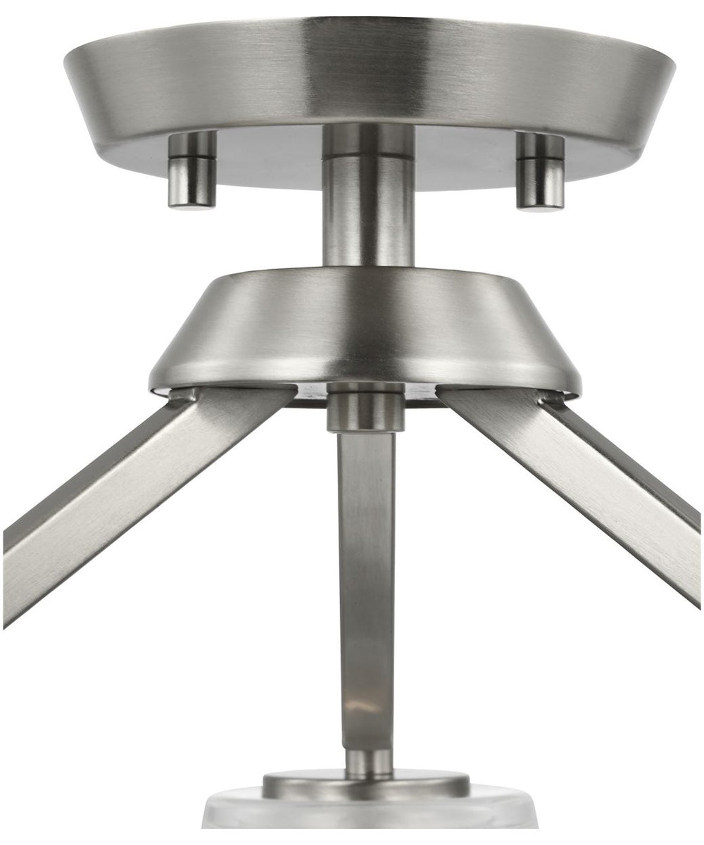Vertex 3-Light Clear Glass Convertible Chandelier Brushed Nickel