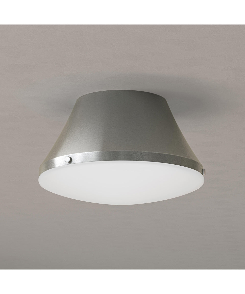 Avra Medium 2-Light Flush Mount with Etched White Glass Shade Brushed Nickel