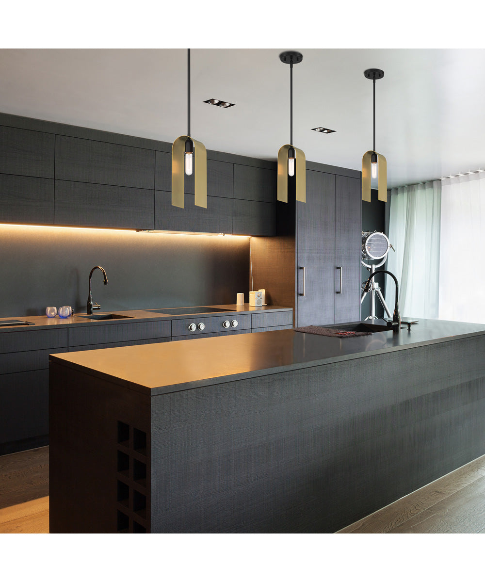 U Turn 1 Light Pendant Matte Black