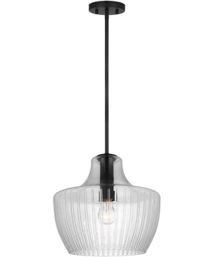 Destin 1-Light Pendant Black / Silver Accents