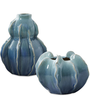 Ocean Wave Outdoor Glazed Vases Set of 2