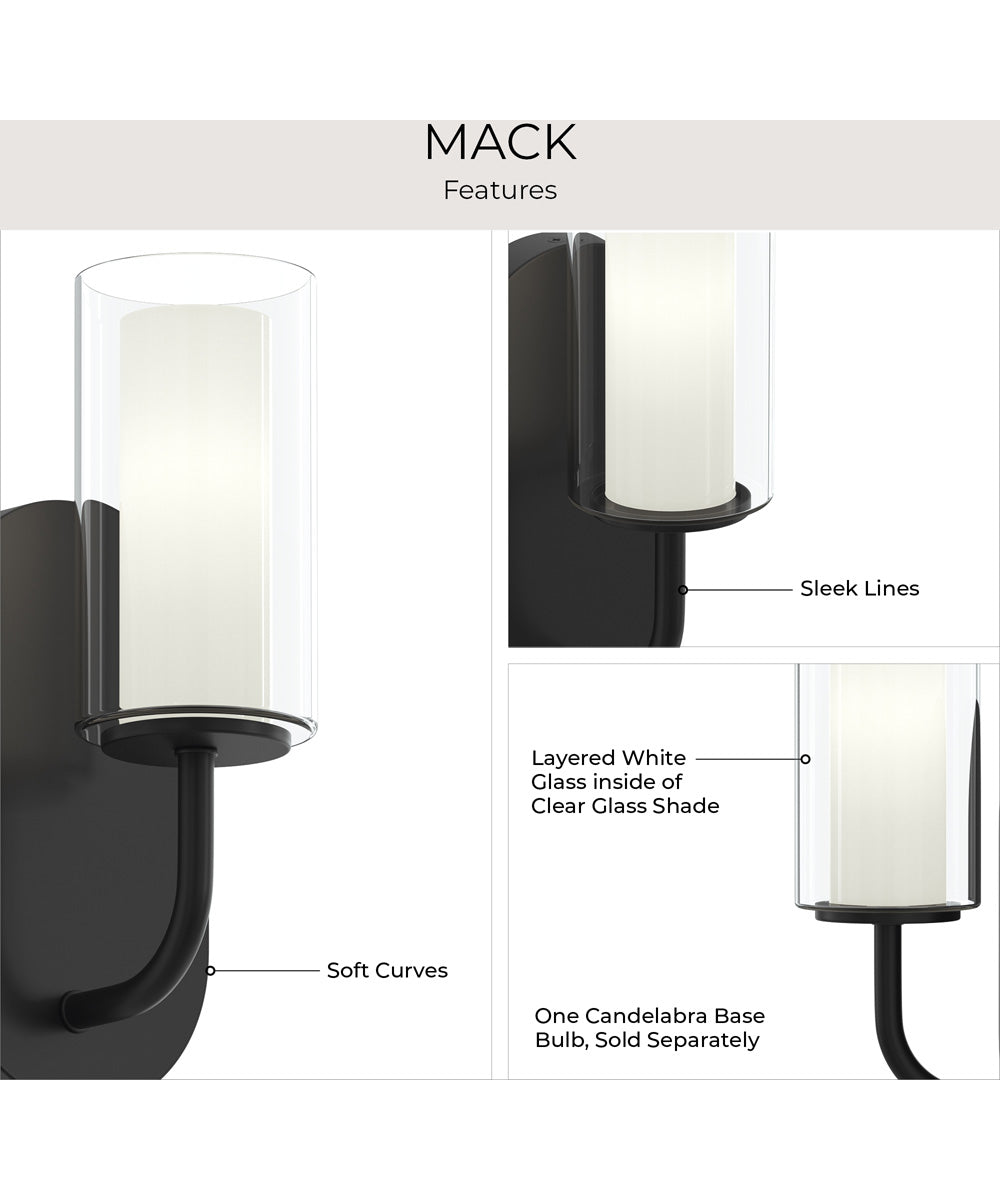 Mack 1-Light Wall Sconce with Layered Glass Shade Matte Black