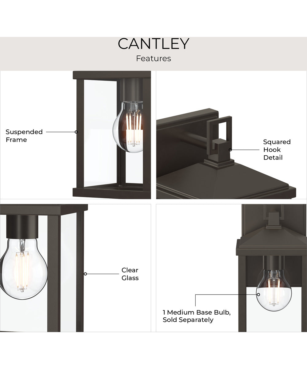 Cantley Small Outdoor Wall Lantern with Clear Glass Panels Antique Bronze