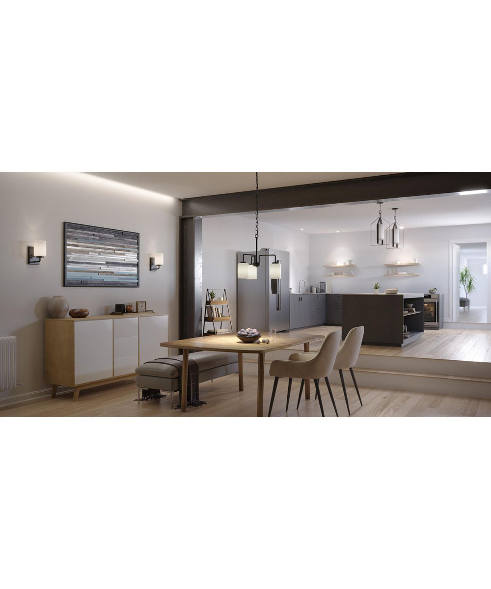 Vertex 1-Light Etched White Foyer Light Matte Black