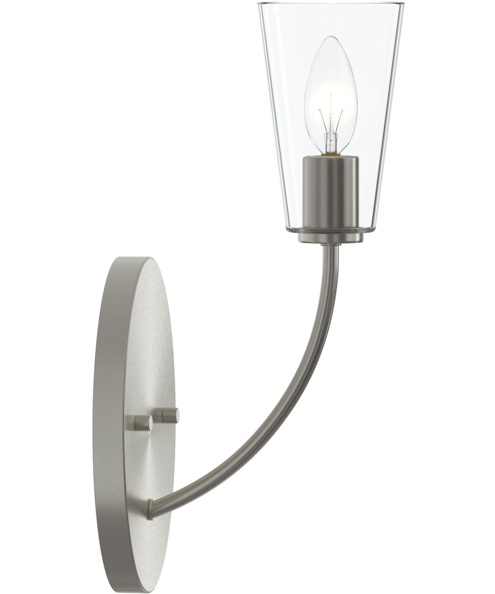 Jheni 1-Light Wall Sconce with Clear Glass Shades Brushed Nickel