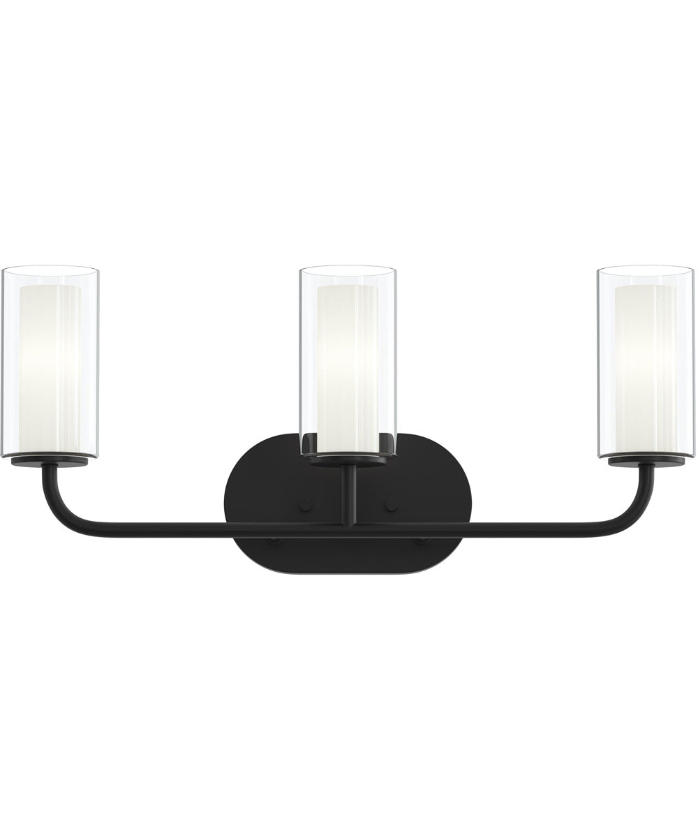 Mack 3-Light Vanity Light with Layered Glass Shades Matte Black