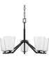 Vertex 5-Light Etched White Contemporary Chandelier Matte Black