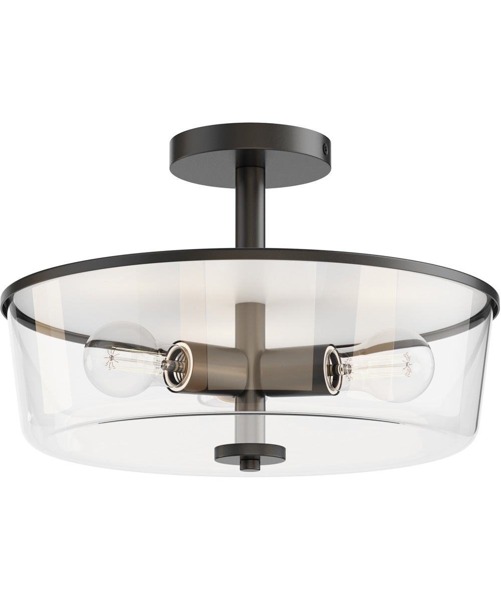 Fuller 3-Light Semi Flush/Pendant Convertible Black