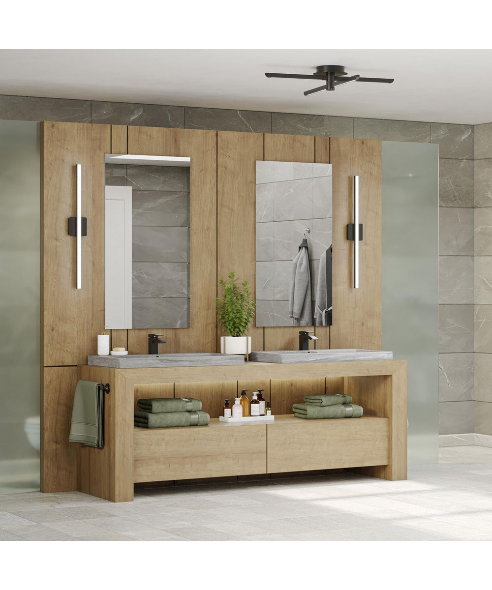 Phase 4 32 in. Large Modern Integrated 3CCT Integrated LED Linear Vanity Light Matte Black