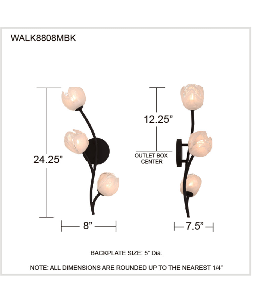 Walker 3-light Wall Sconce Matte Black