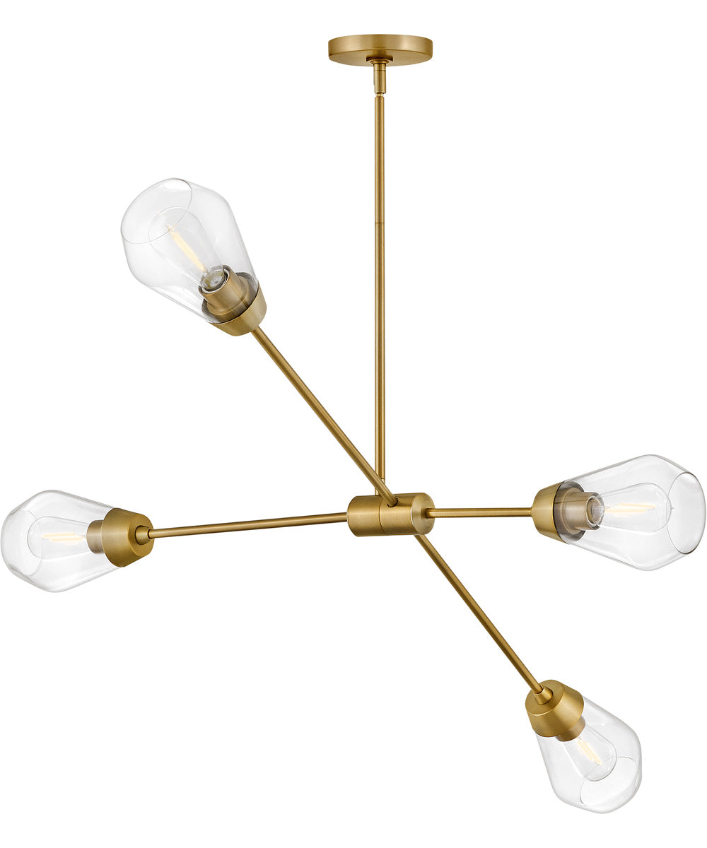 Livie 4-Light Medium Convertible Mobile Single Tier in Lacquered Brass