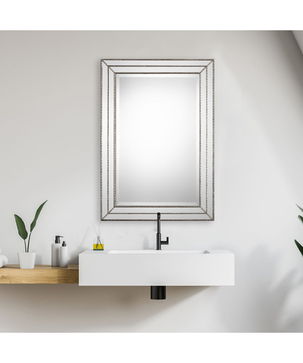 24x34" Wall Mirror Metallic Silver with Groove Texture