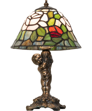 12" High Tiffany Rosebush Cherub Accent Lamp