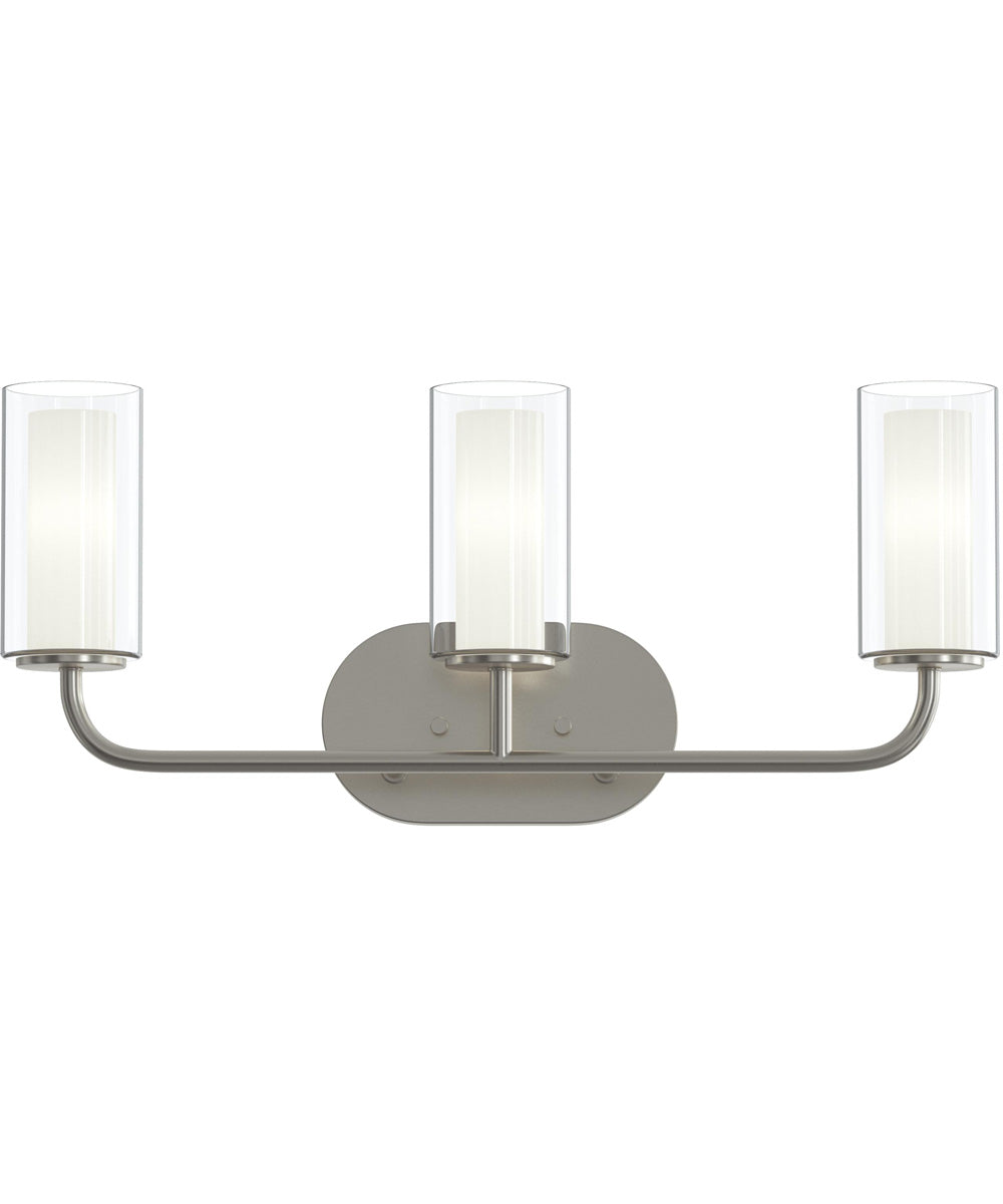 Mack 3-Light Vanity Light with Layered Glass Shades Brushed Nickel