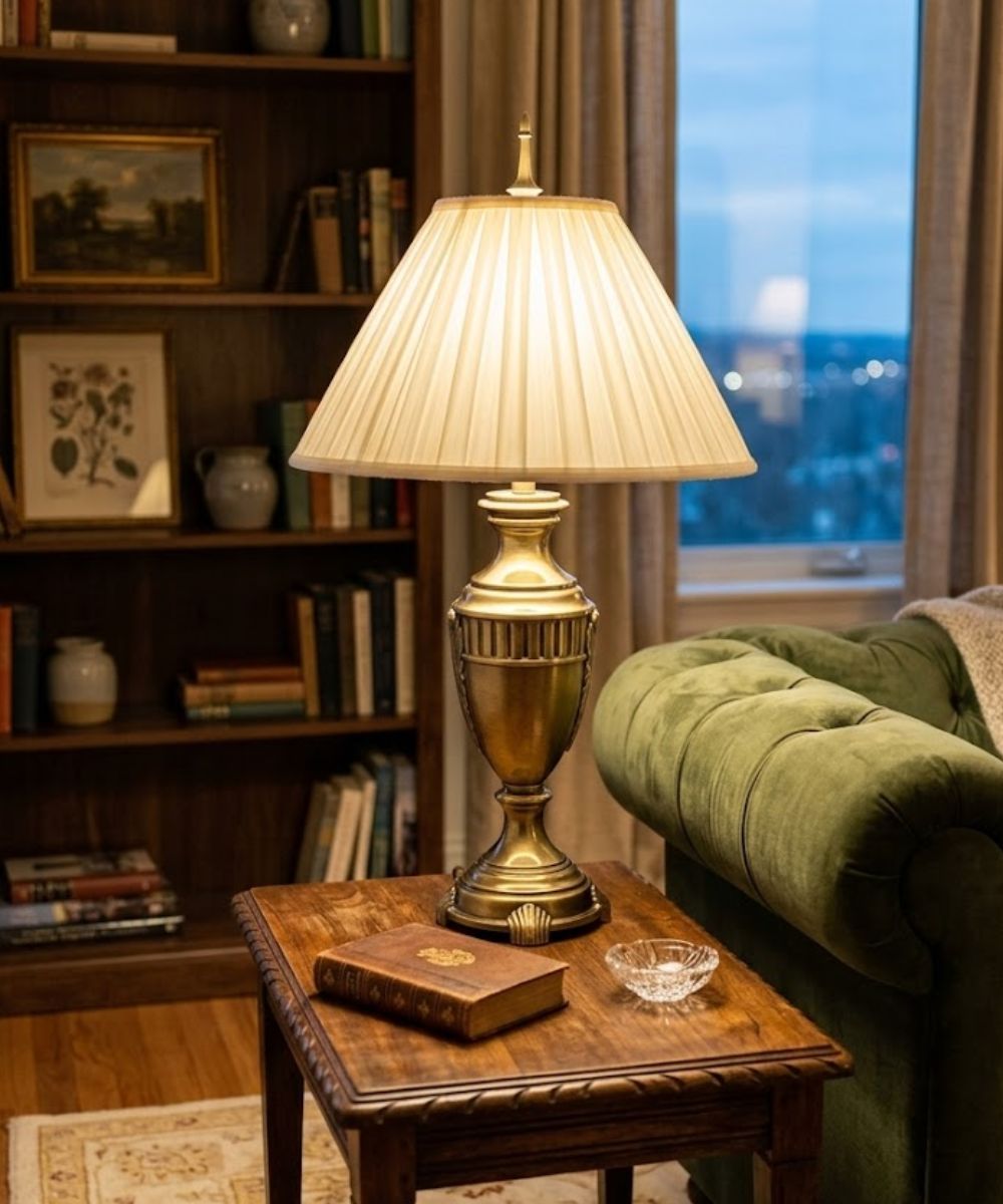 32"H 3-Way Table Lamp Burnished Brass