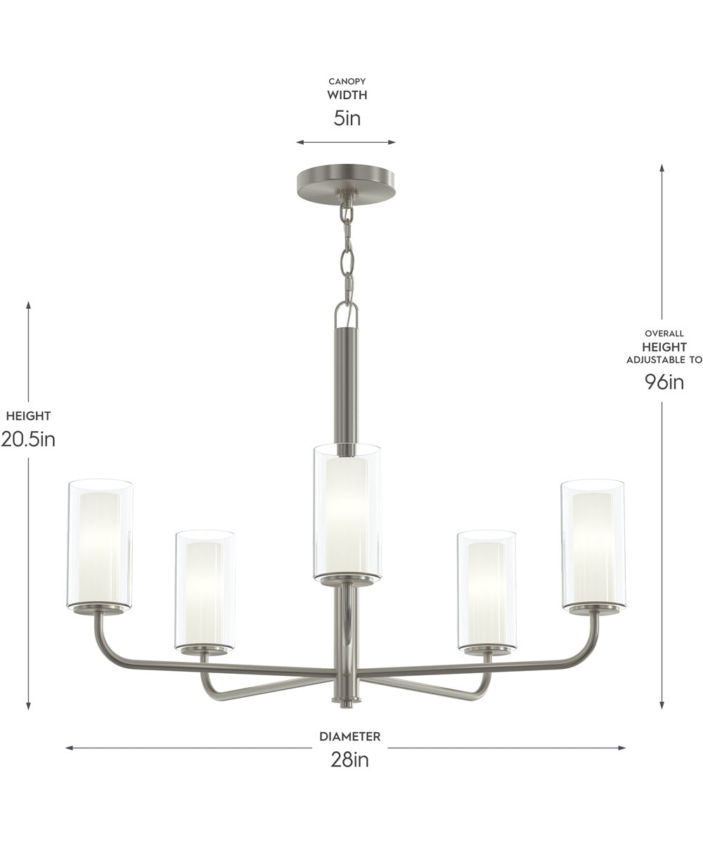 Mack 5-Light Chandelier with Layered Glass Shades Brushed Nickel