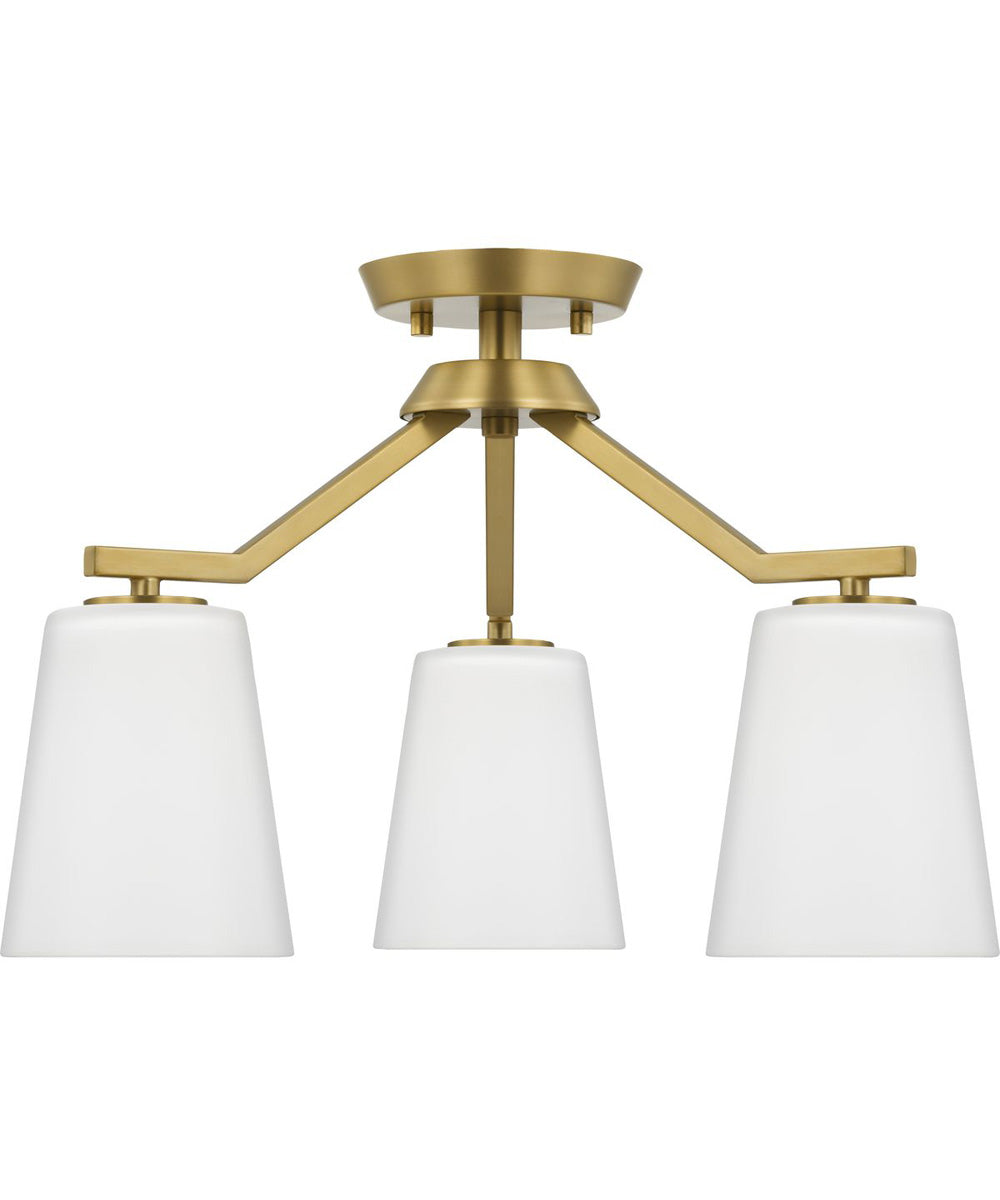 Vertex 3-Light Etched White Convertible Chandelier Brushed Gold