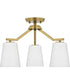 Vertex 3-Light Etched White Convertible Chandelier Brushed Gold