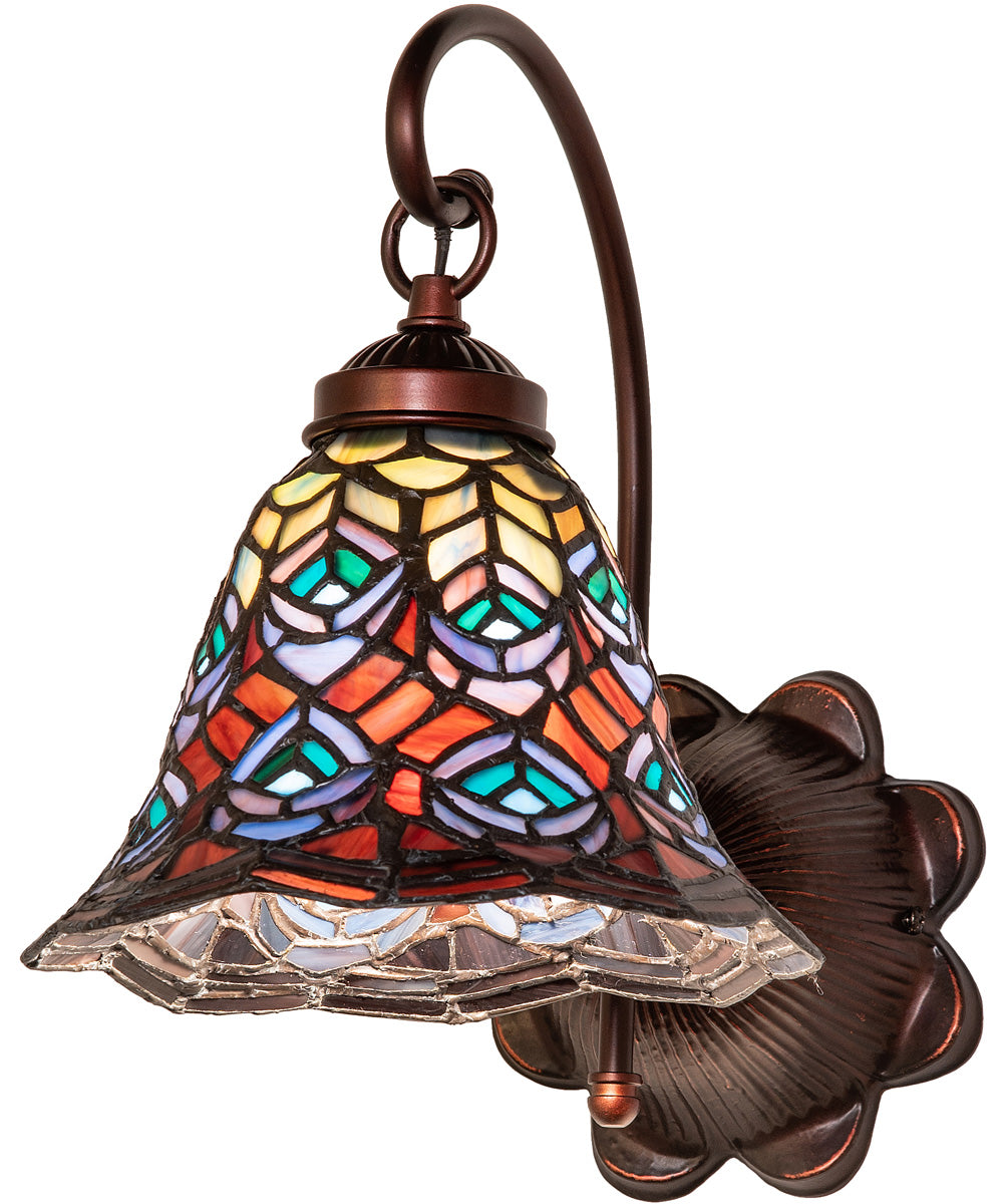 8" Wide Tiffany Peacock Feather Wall Sconce