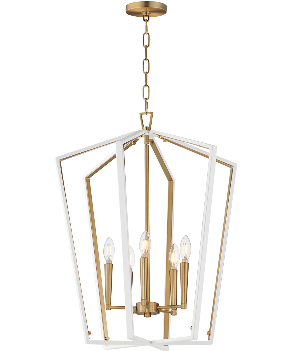 Melrose 5-Light Pendant White/Natural Aged Brass