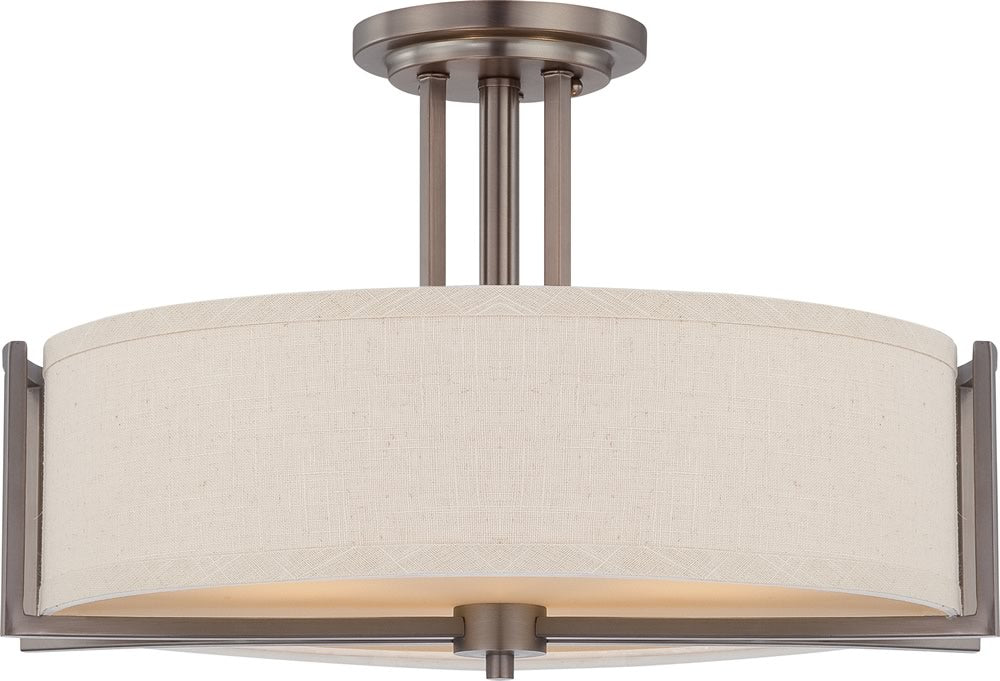 18"W Gemini 3-Light Close-to-Ceiling Hazel Bronze / Khaki
