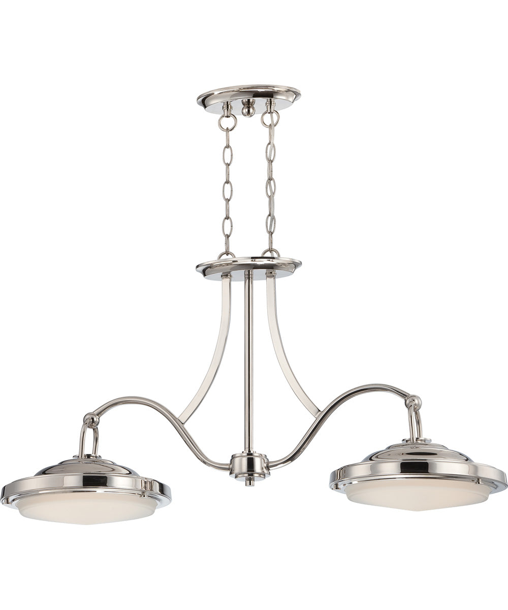 35"W Sawyer 2-Light Pendant Polished Brass