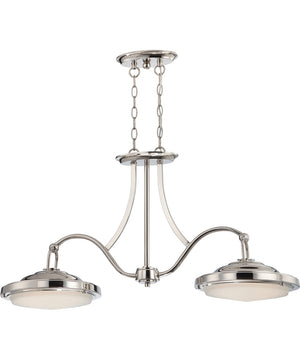 35"W Sawyer 2-Light Pendant Polished Brass