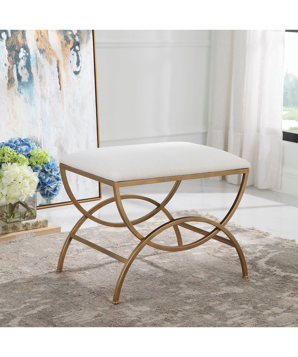 Accent Stool in Antique Brusehd Brass with Cushion