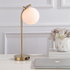 Modern Desk Lamp with White Glass Globe and USB Port