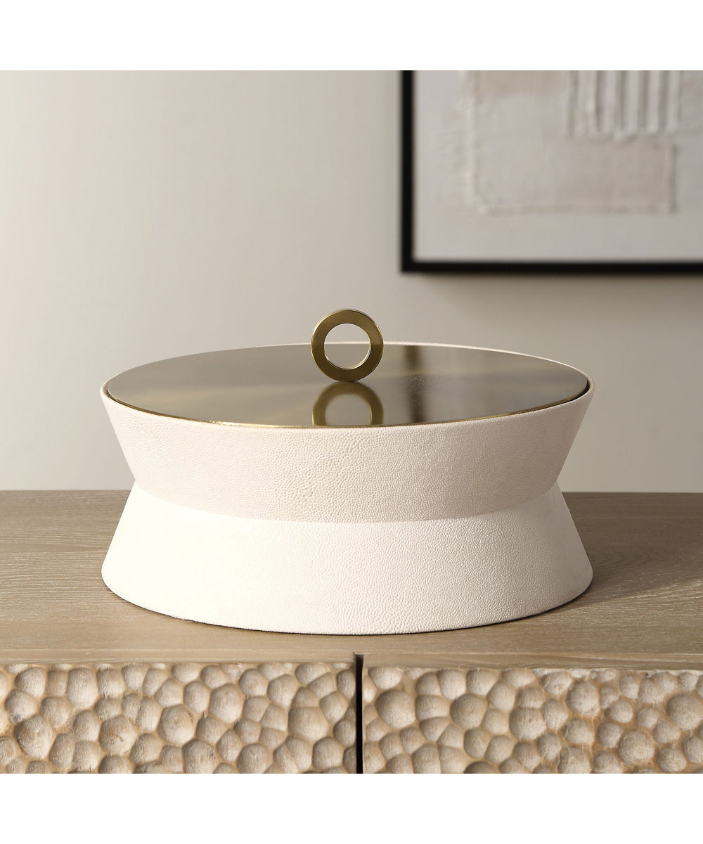 Luxe White Shagreen Round Box