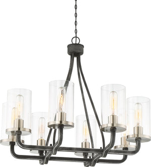 25"W Sherwood 8-Light Chandelier Iron Black / Brushed Nickel Accents