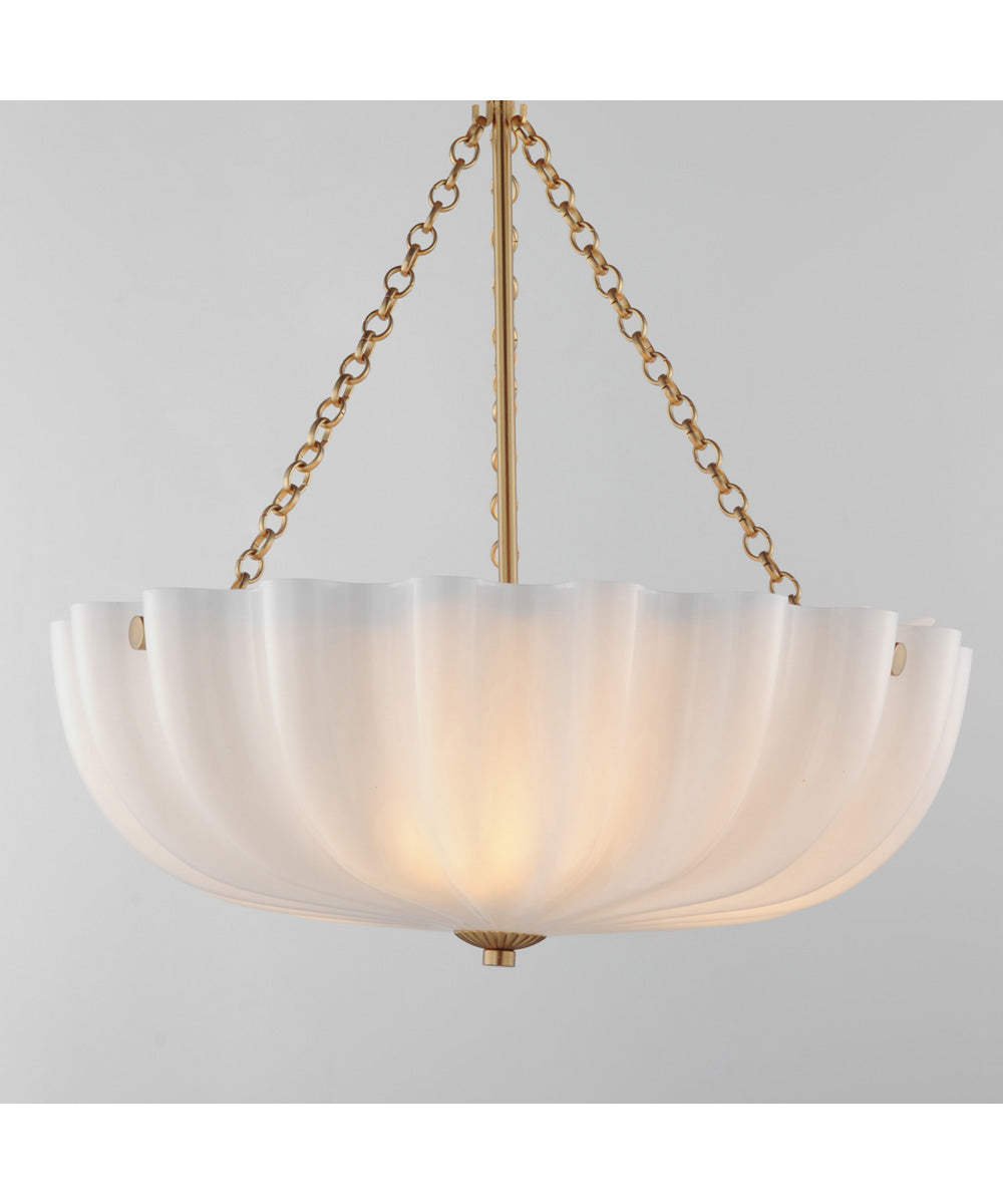 Bundt 17.5 inch Pendant / Semi-Flush Convertible White/Natural Aged Brass