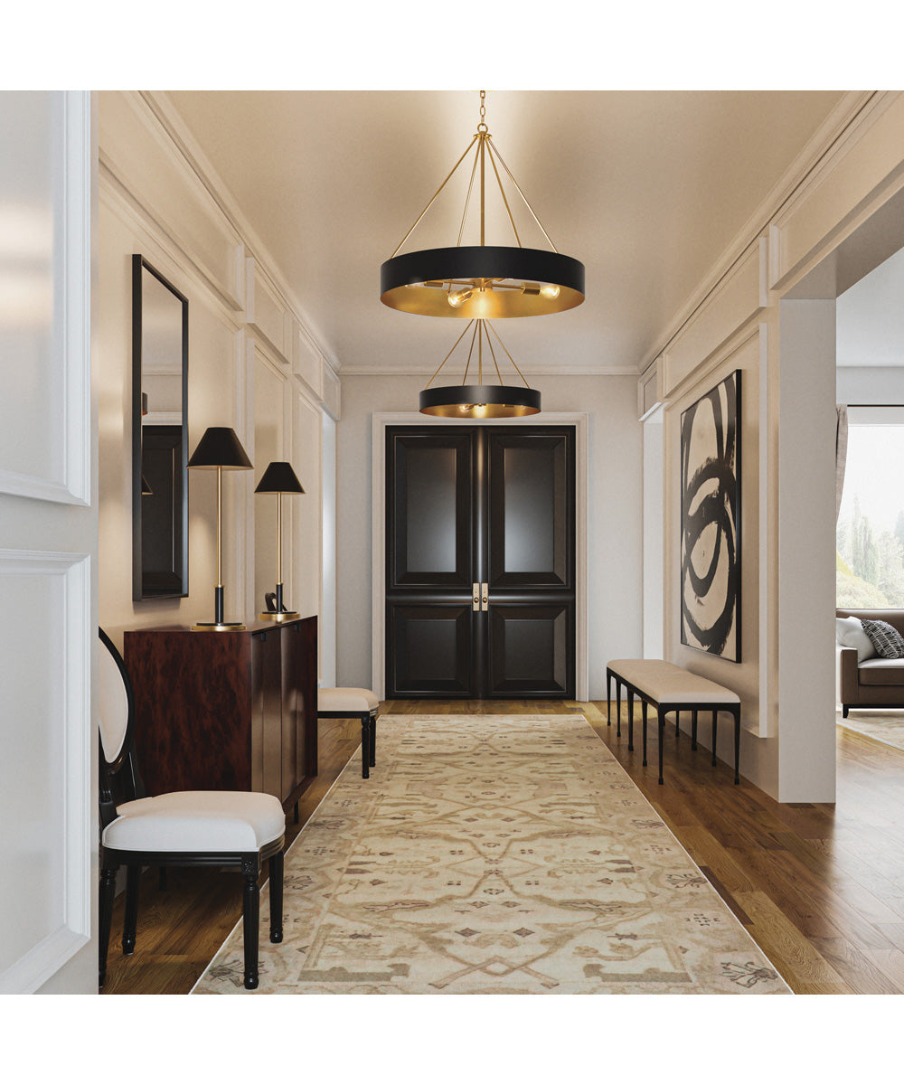 Weller 4-Light Chandelier Matte Brass and Black